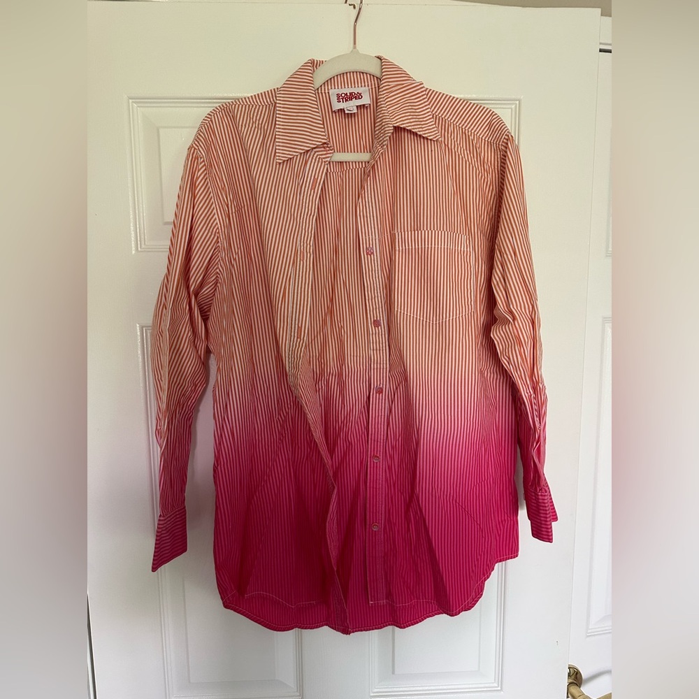 SOLID & STRIPED Red and Pink Ombre Striped Shirt